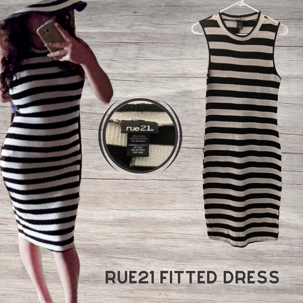 Rue21 Black & White Fitted Dress - XL